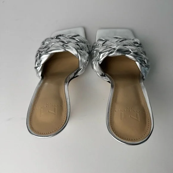 Marc Fisher leather Silver Woven Heeled sandals - Picture 6 of 9